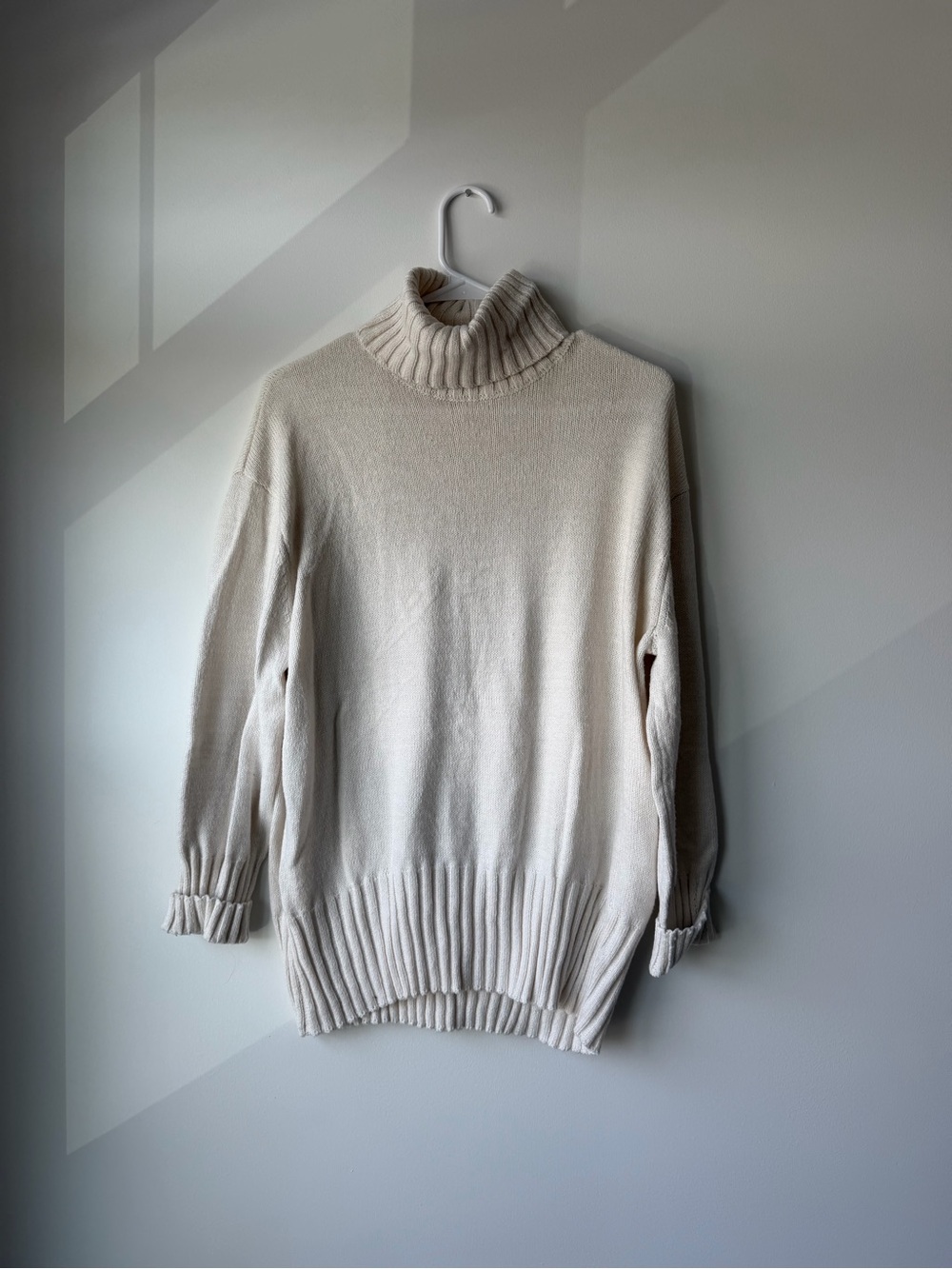 a new day Cream Turtleneck Ribbed-Hem Sweater